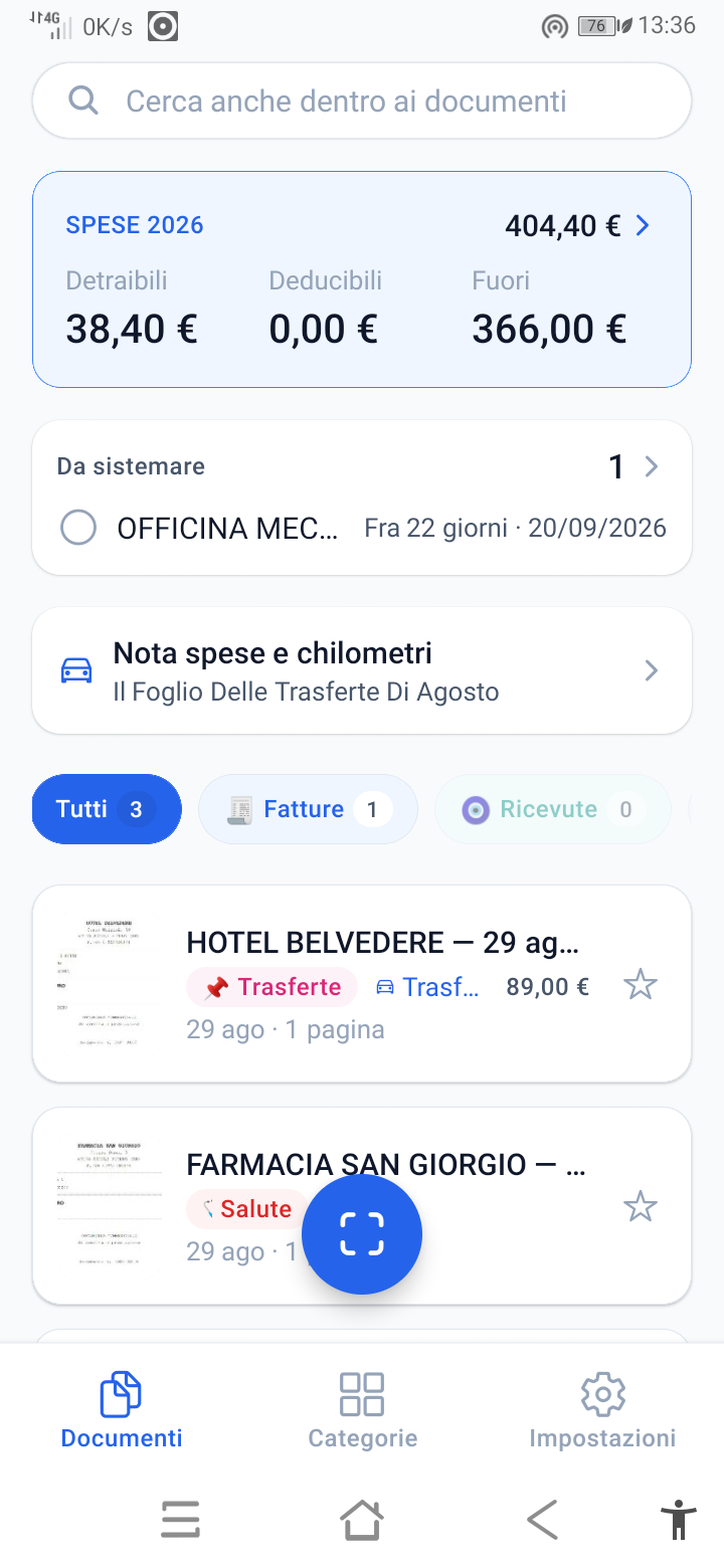 L’archivio di Riordo con le spese dell’anno e i documenti già classificati